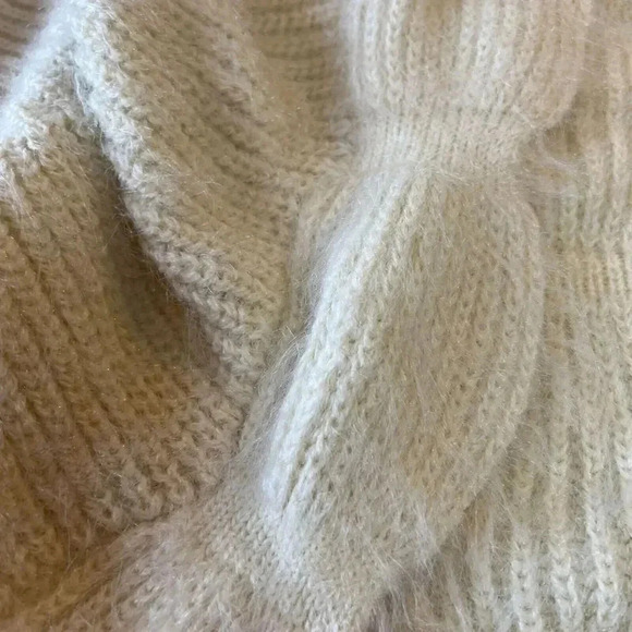 b-Sharp Womens Cream Mohair Blend Knit Cardigan Sweater Sz L Boho Slouchy Dolman - Picture 8 of 14